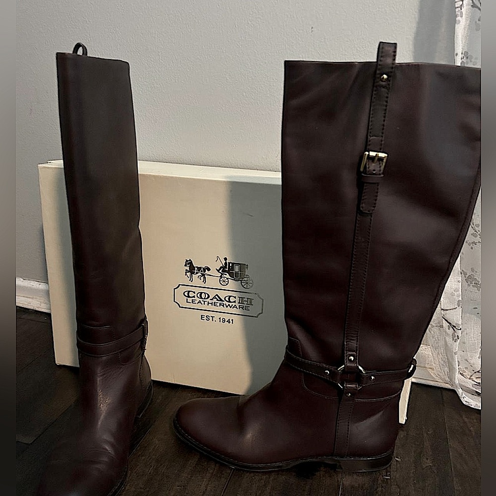 Coach chestnut leather riding boots